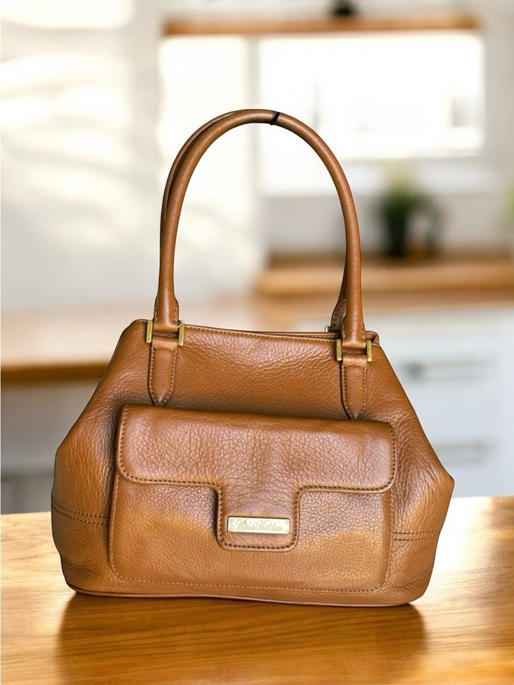 Brooks Brothers Leather Shoulder Bag British Tan Vintage